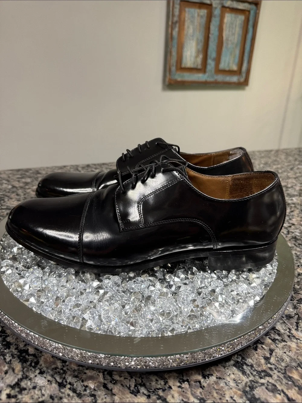 Florsheim Black Leather Derby Dress Shoes EUC 13D